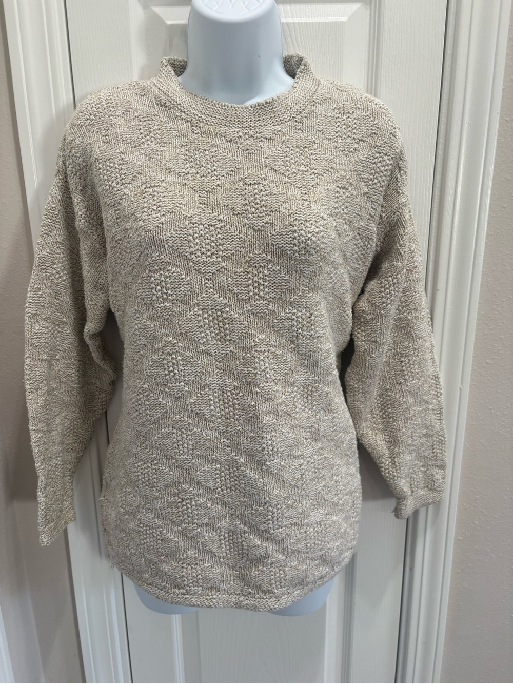 Basic Editions Neutral Textured Crewneck Sweater - Cream